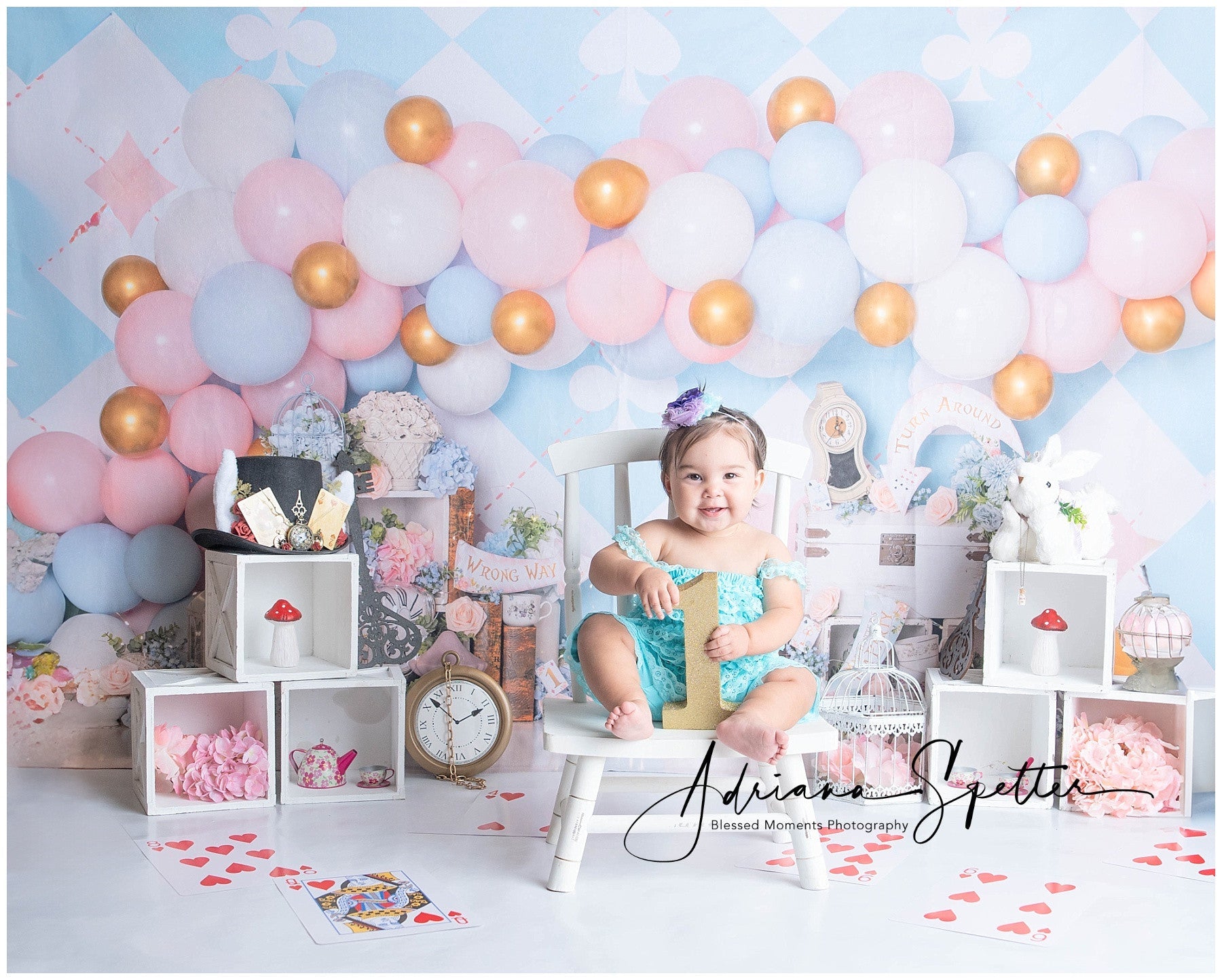 Toile de fond Nouveau-né Pays des Merveilles Pastel Ballons Enfants MRR9-133