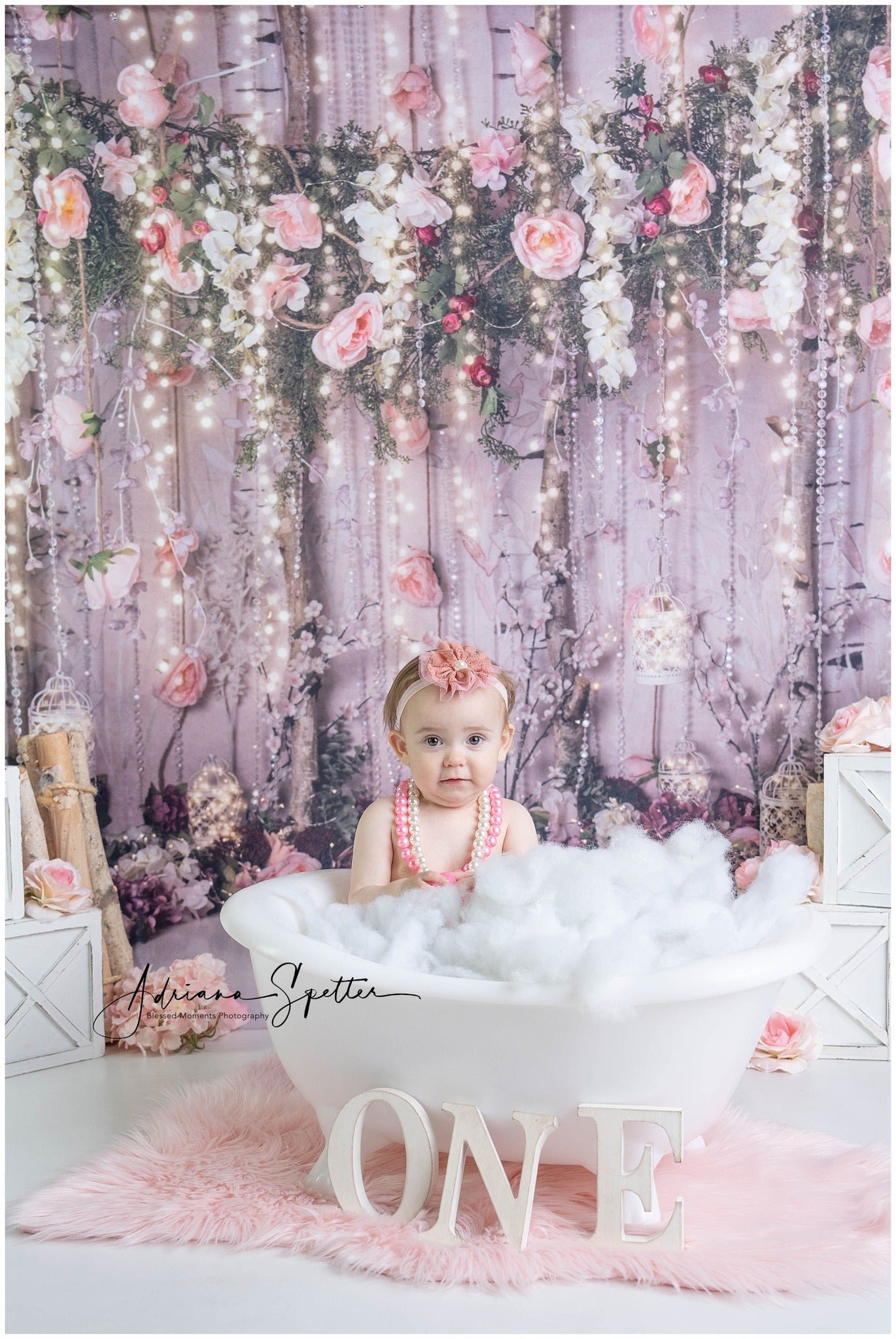 Toile de fond Fleurs Jardin Romantique Lumières Féeriques Saint-Valentin MRR9-116