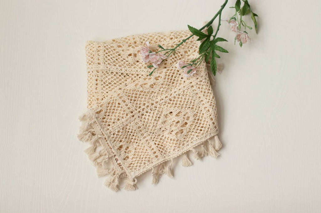 Couverture tricotée Boho pour la photographie de nouveau-nés CL12