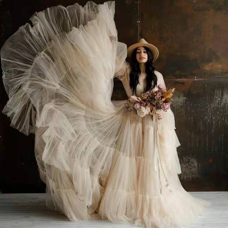 Robe de Maternité en Tulle de Princesse Doux et Magnifique en A-ligne RB17