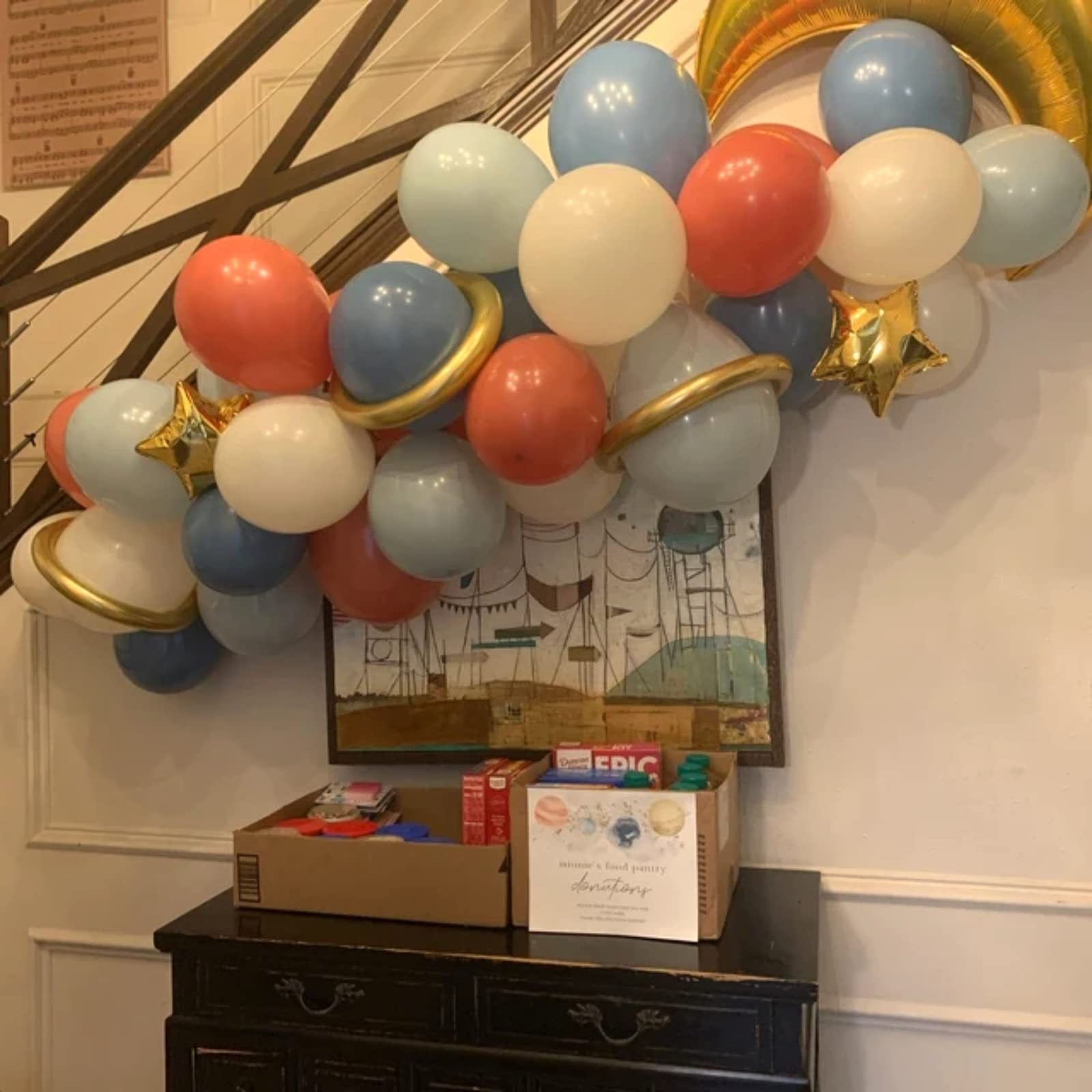 Chaîne de Ballons Étoile Vintage Bleu Poudré pour Anniversaire BA11