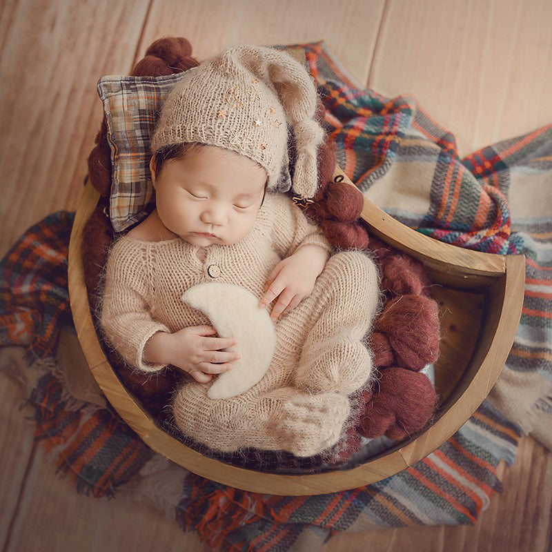 Esthero Accessoire de photographie pour nouveau-né croissant de lune en bois SYPJ5