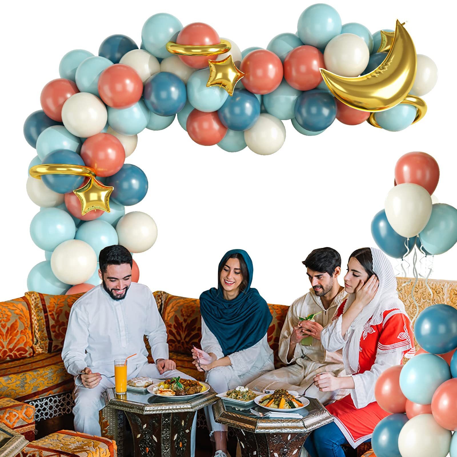 Chaîne de Ballons Étoile Vintage Bleu Poudré pour Anniversaire BA11