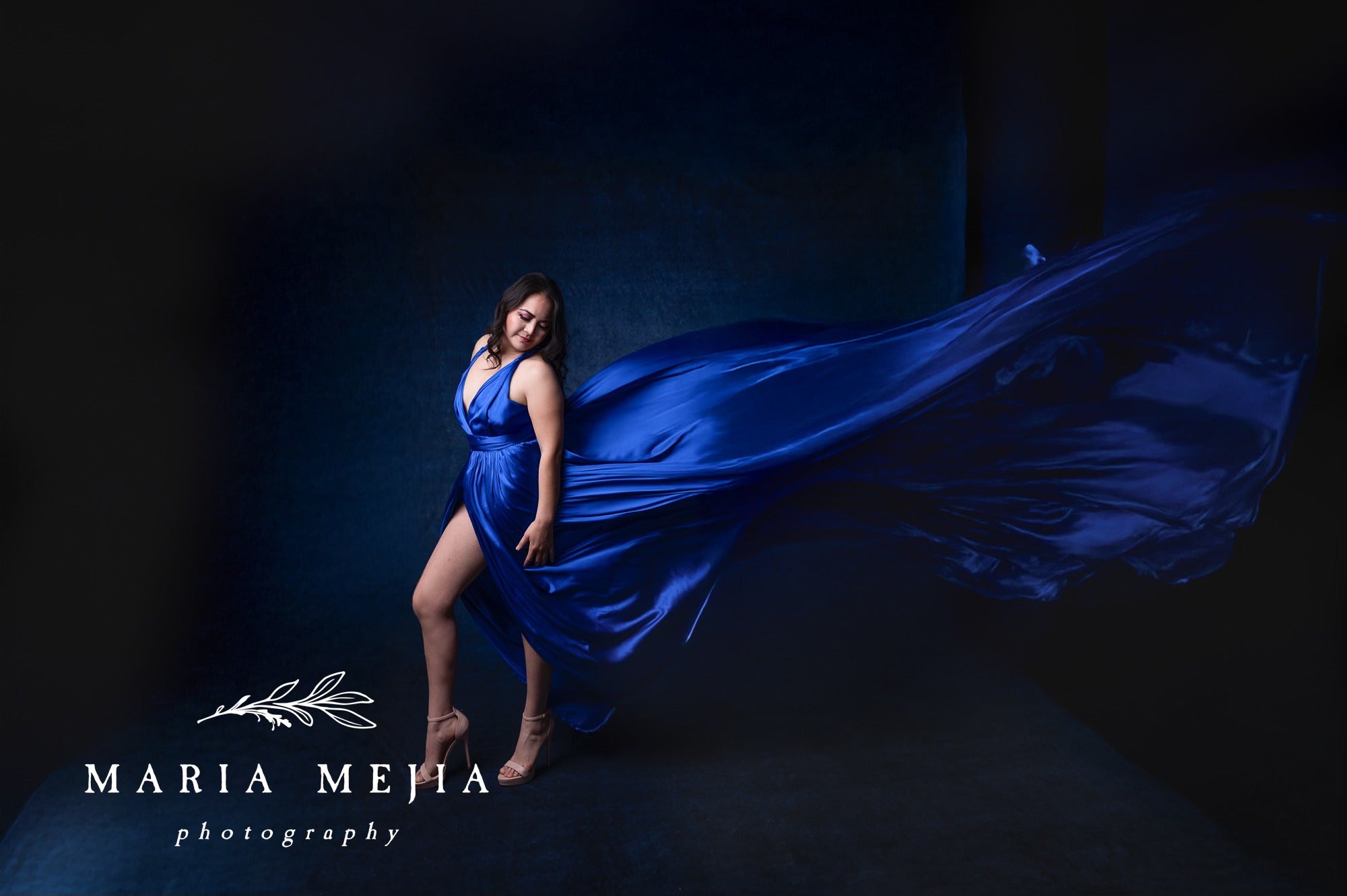 Abstrait Bleu Foncé Texture Portrait Photo Studio Toile de Fond DHP-207