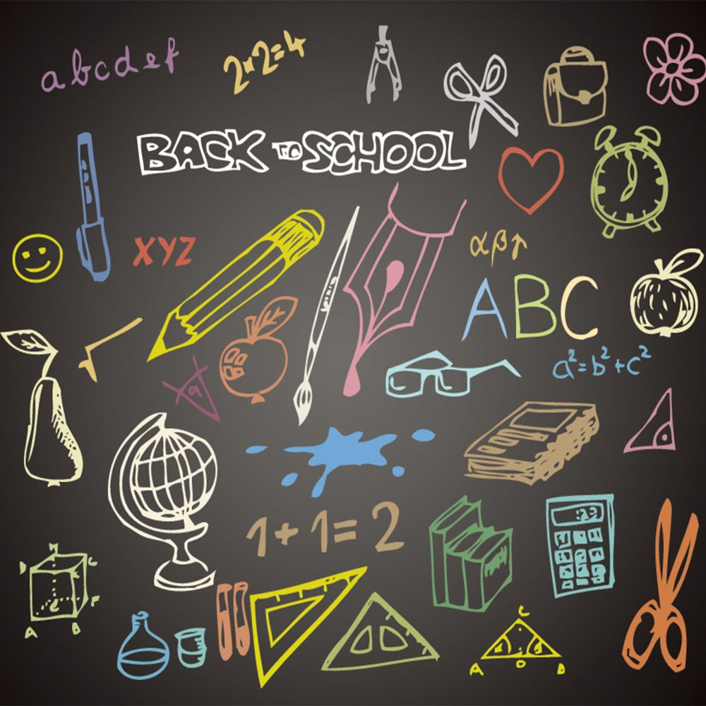 Toile de Fond de Photographie de Tableau Noir Coloré pour la Rentrée Scolaire BRP7-56