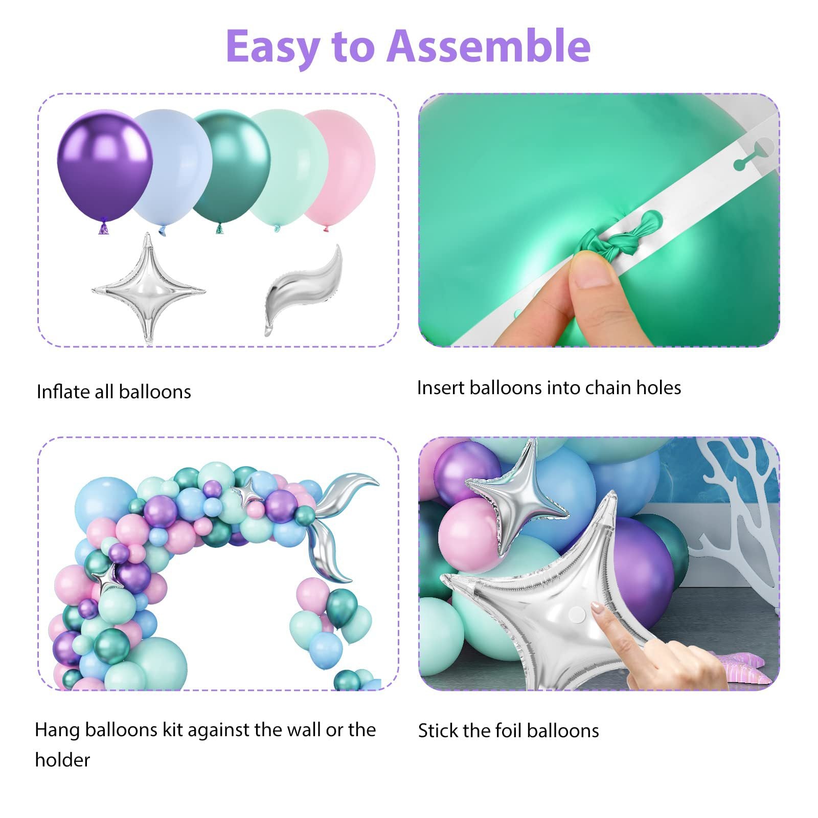 Ensemble de Ballons pour le 1er Anniversaire de Fille Sirène BA21