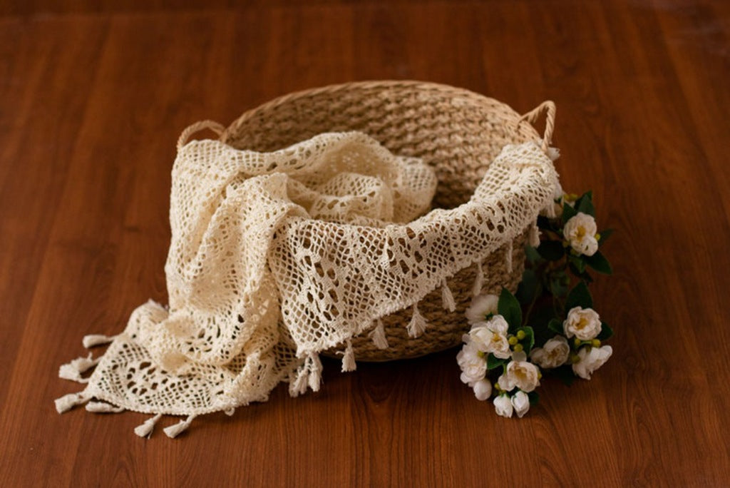 Couverture tricotée Boho pour la photographie de nouveau-nés CL12