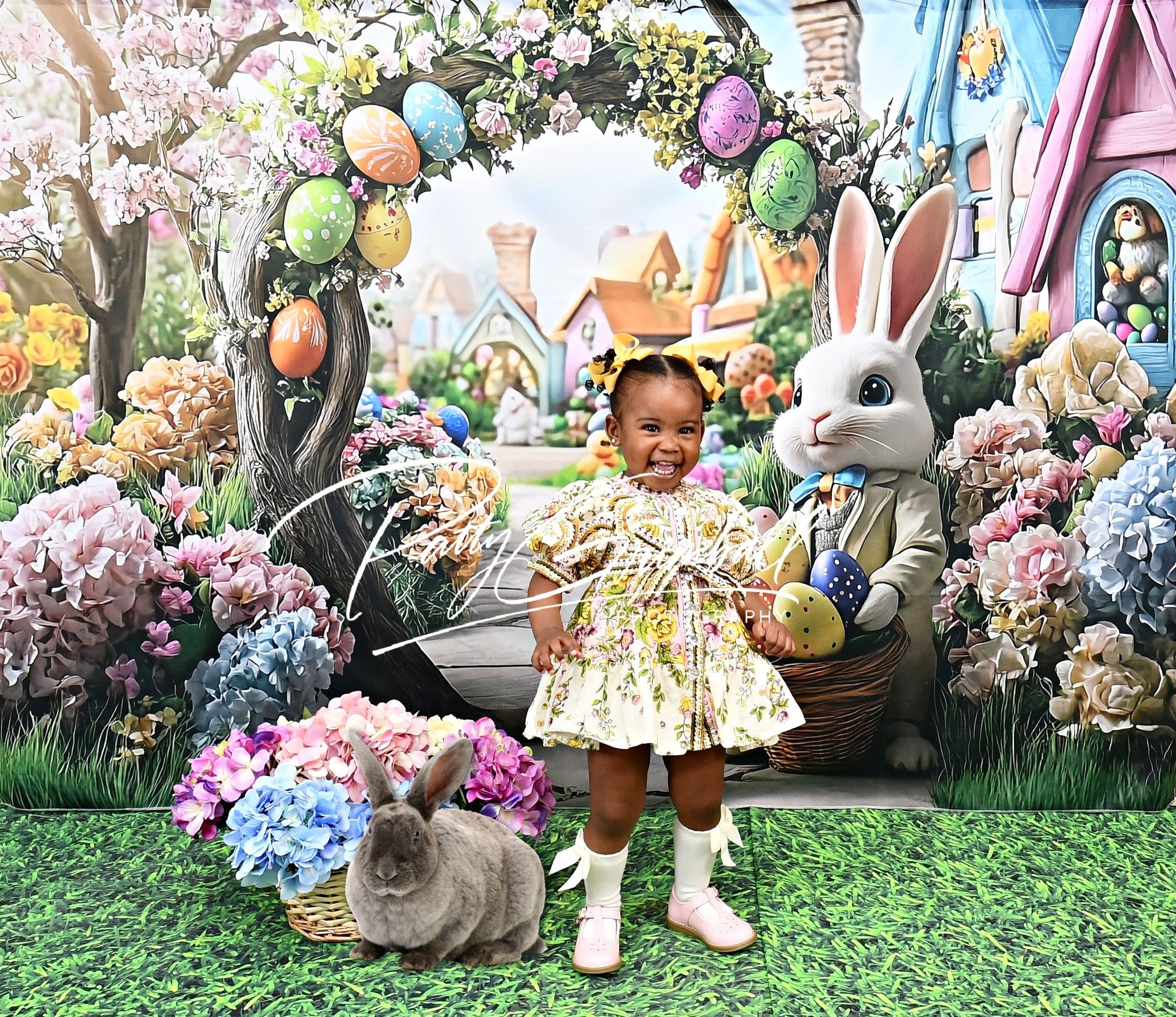 Toile de fond Pâques Idées Arche Lapin Jardin Fleuri BRP12-739