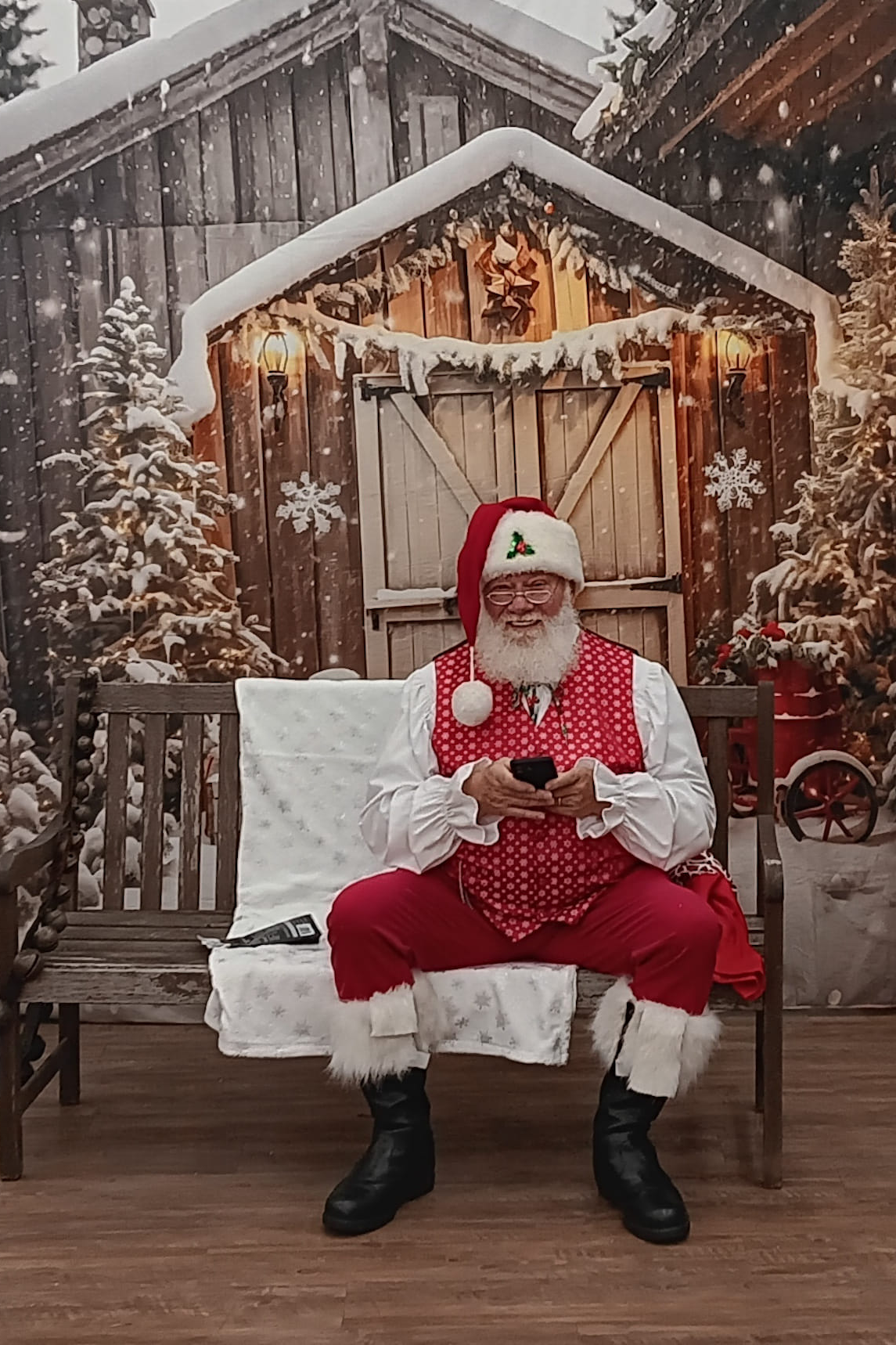 Noël Rustique Porte en bois Neige Toile de fond M10-59