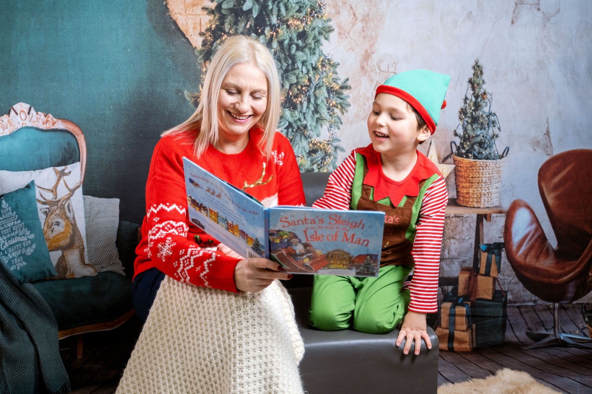 Toile de Fond Émeraude Salle décorée Arbre de Noël Gx-1098