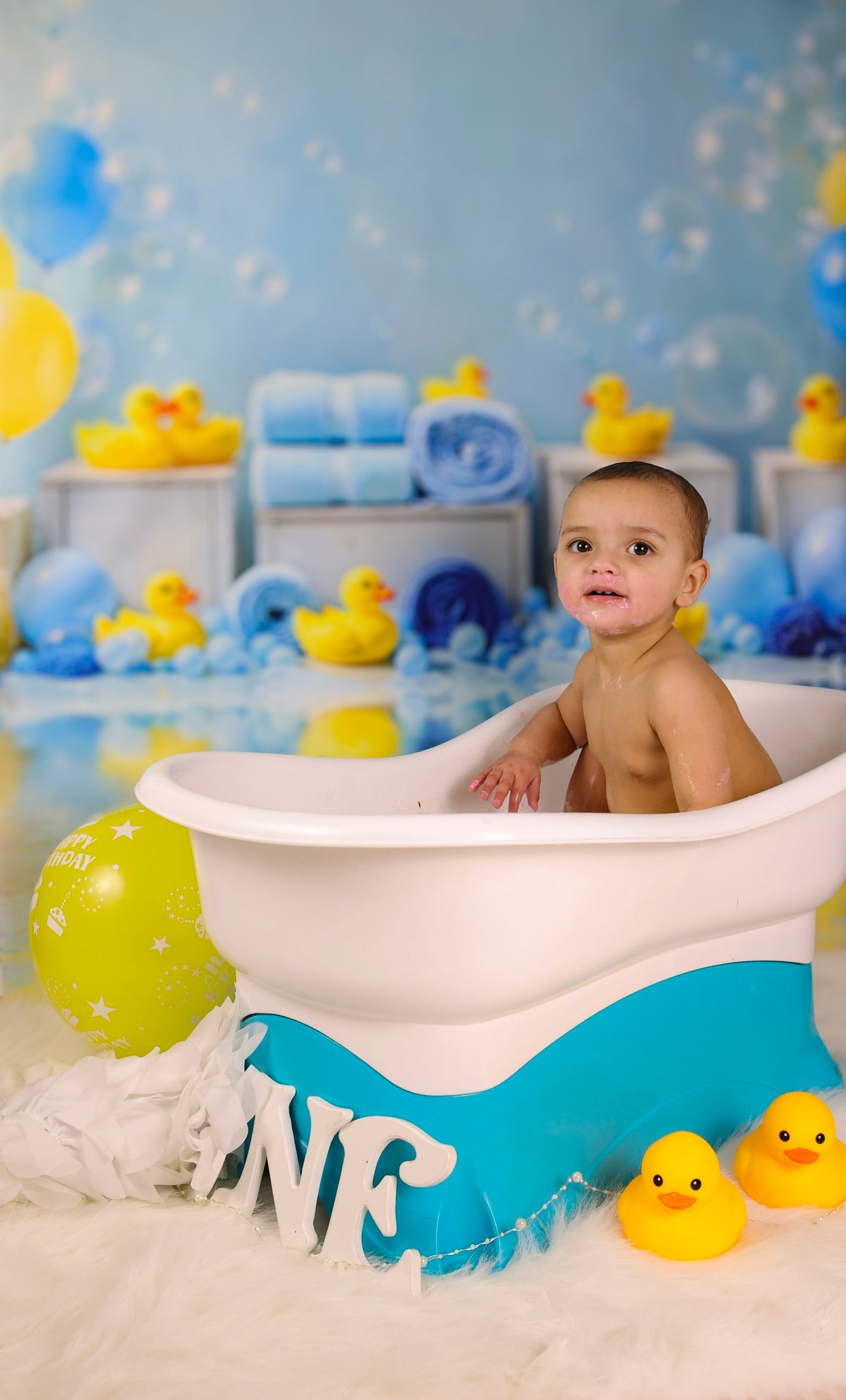 Toile de fond Enfants Ballons Bleus Canard Bulle Nouveau-Né MRR9-83