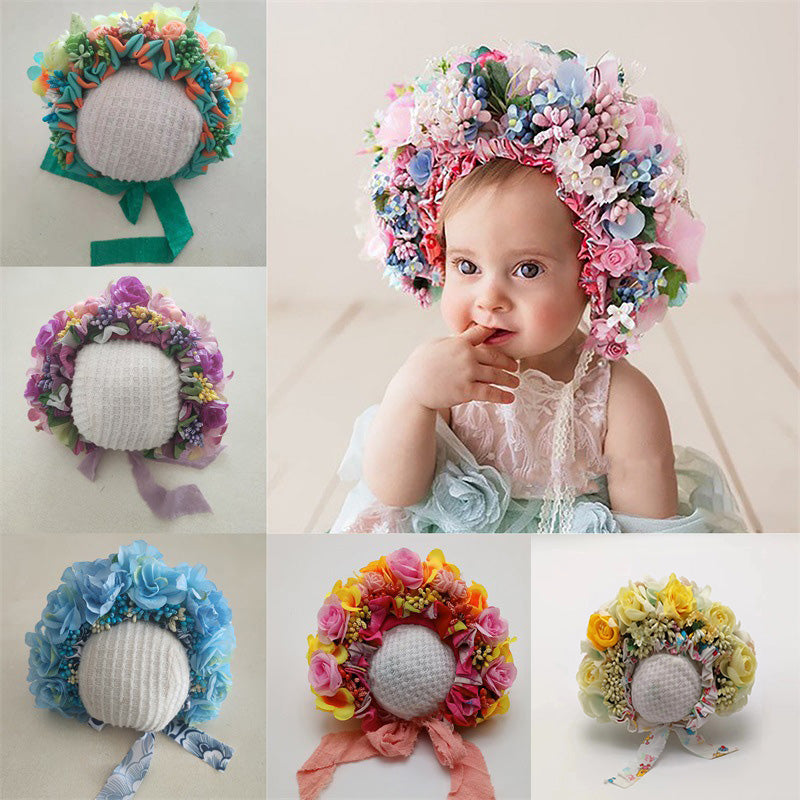 Accessoires pour la photographie de nouveau-nés Coiffe combinée de fleurs colorées TS1