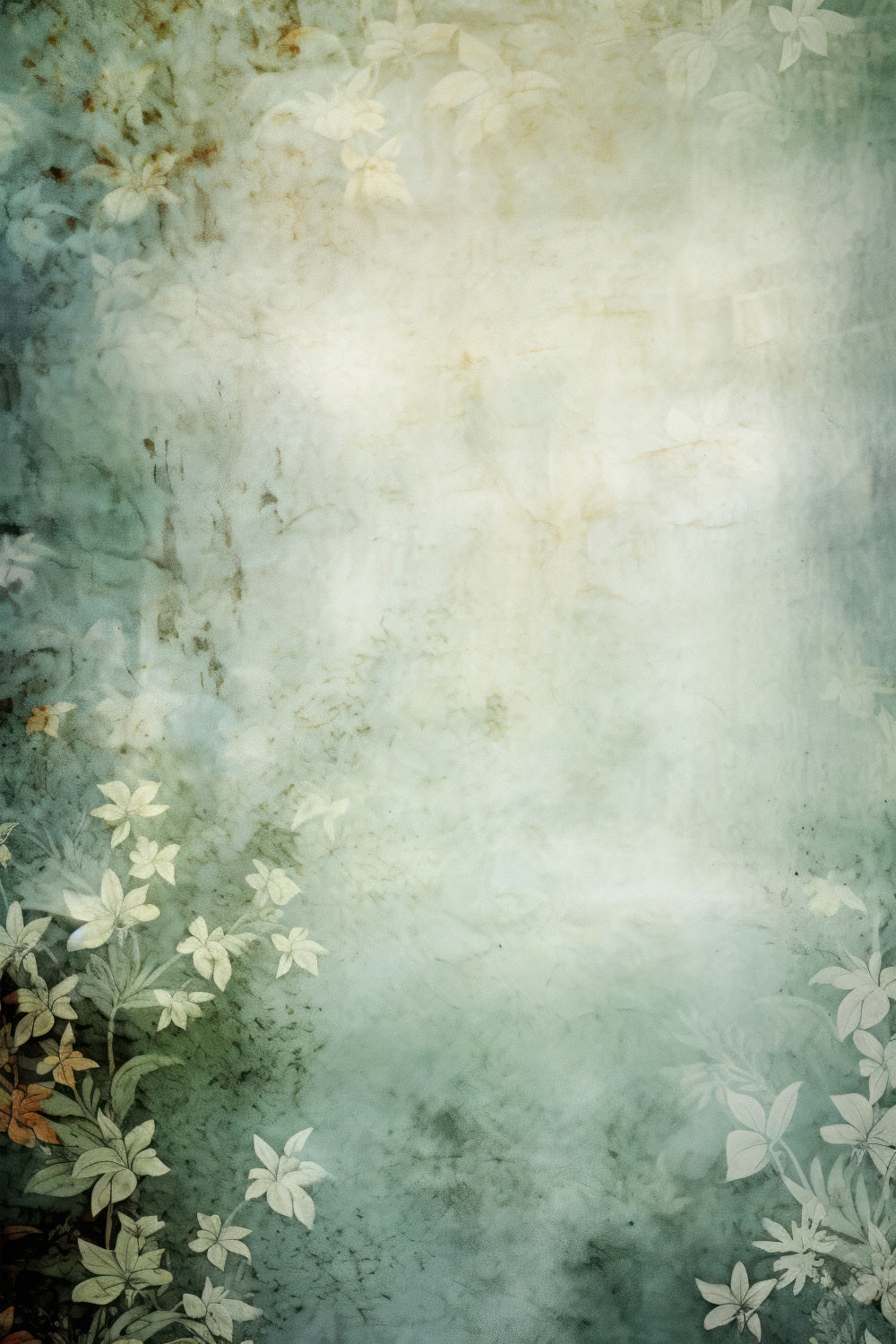 Toile de fond Portrait Thème Fleurs Mur Bleu Teal BRP-11-638