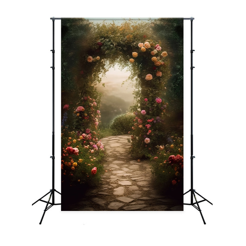 Toile de fond Portrait Voie Fleurs Arche BRP-11-642