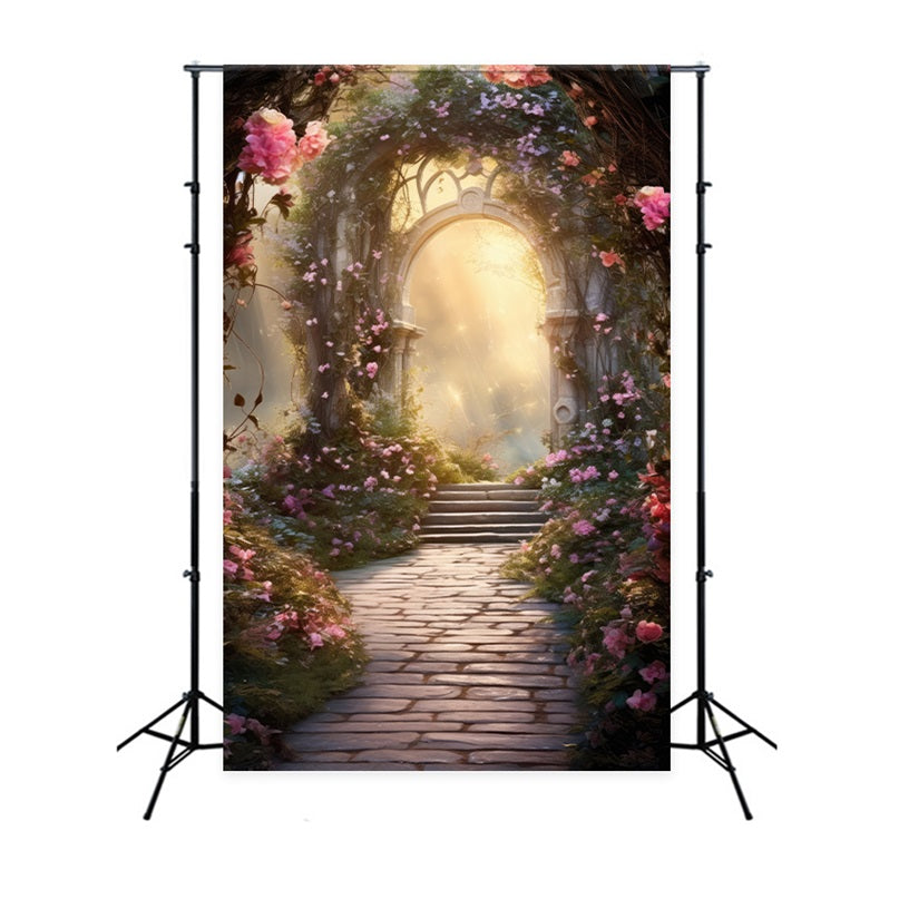 Toile de fond Photographie Portrait Voie Arche Fleurs BRP-11-648