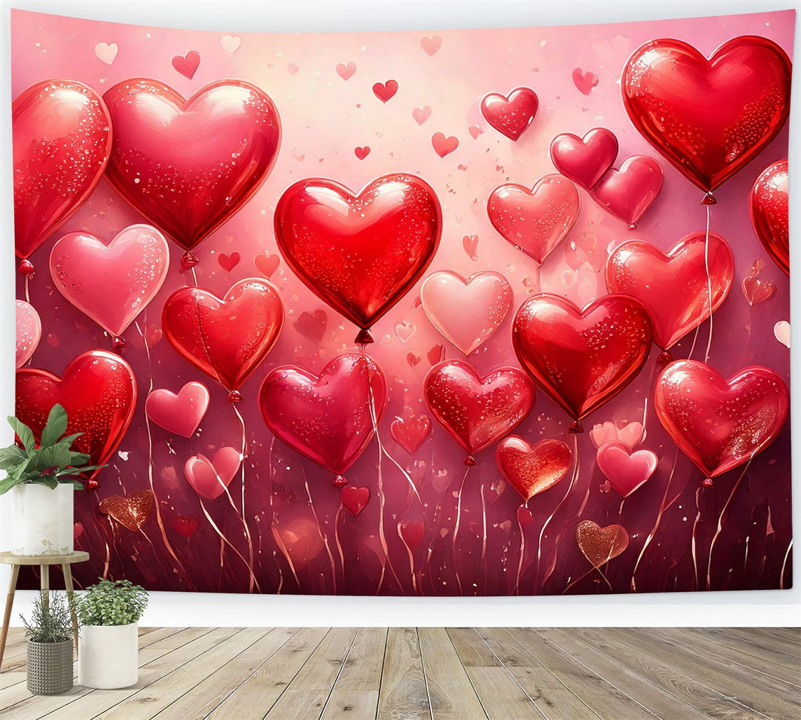 Toile de Fond St-Valentin Ballon Cœur Rouge Scintillant BRP1-101