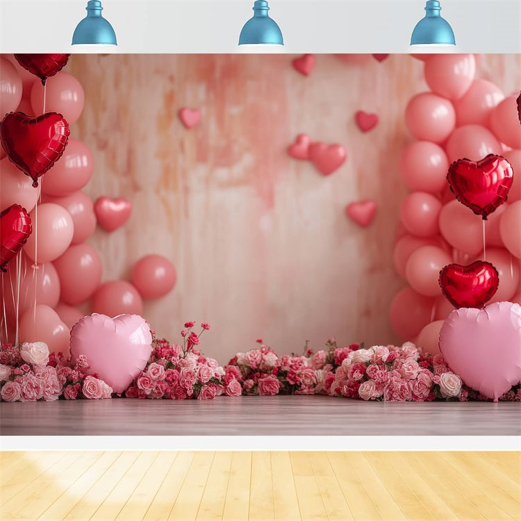 Toile de Fond St-Valentin Ballons Roses Poudrés Roses BRP1-116