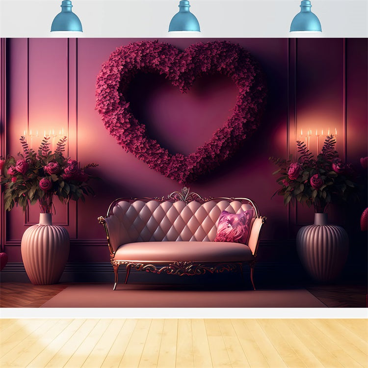 Toile de Fond St-Valentin Vase de Fleurs Canapé Setting BRP1-124