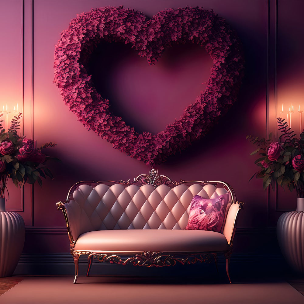 Toile de Fond St-Valentin Vase de Fleurs Canapé Setting BRP1-124