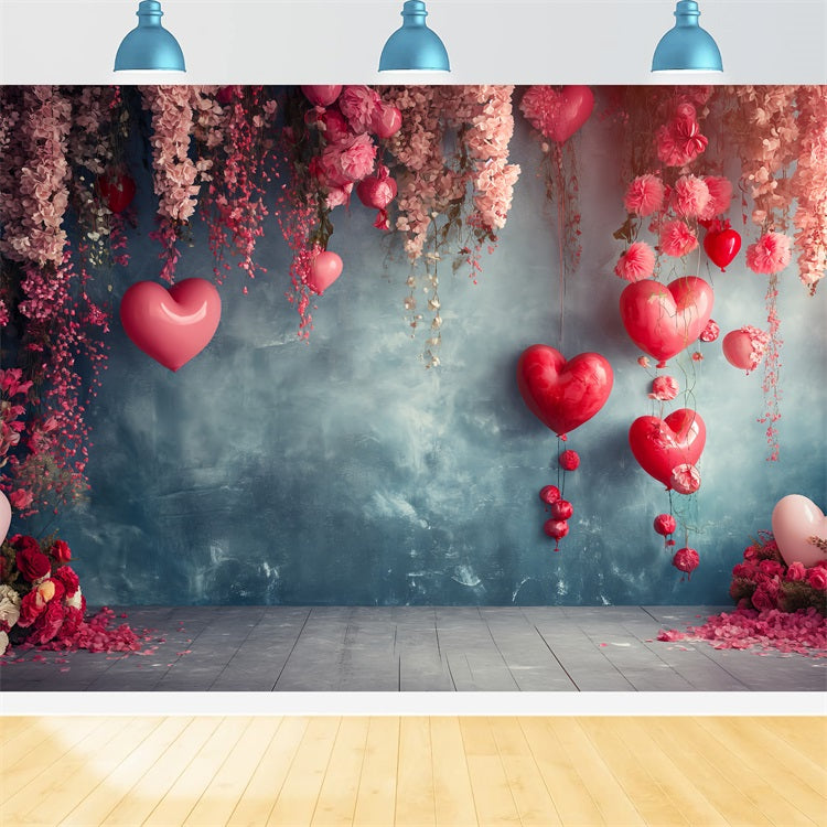 Toile de Fond Photo Saint Valentin Ballons Fleuris Suspendus BRP1-128