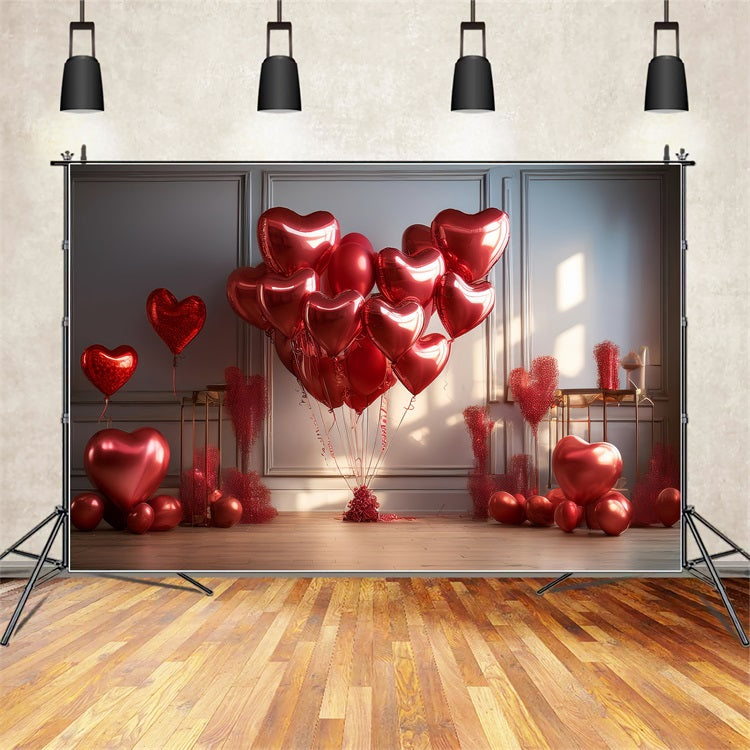 Toile de Fond St-Valentin Ballons Cœurs Rouges BRP1-148