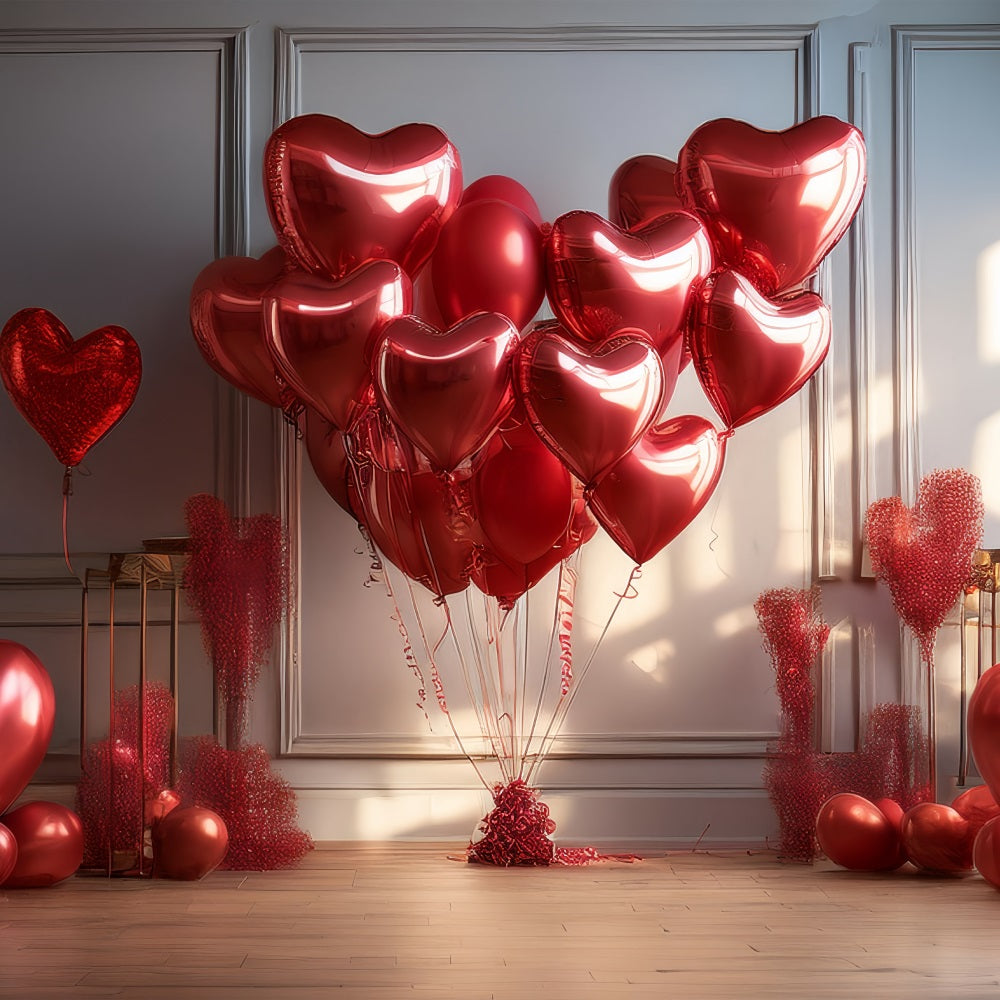 Toile de Fond St-Valentin Ballons Cœurs Rouges BRP1-148