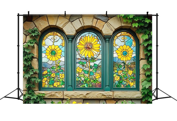 Toile de fond Printemps Verre Tournesol Rustique BRP1-15