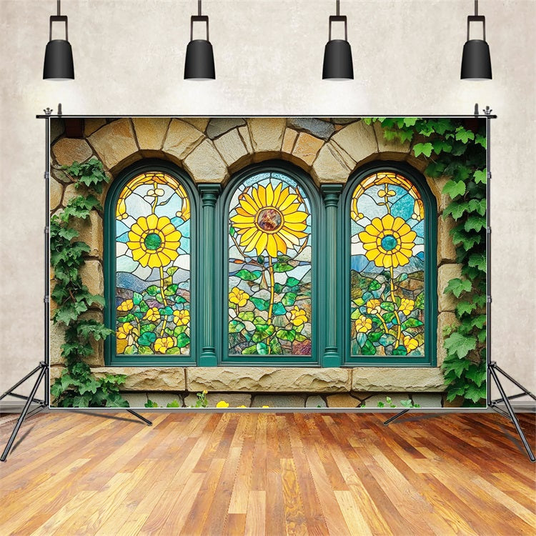 Toile de fond Printemps Verre Tournesol Rustique BRP1-15