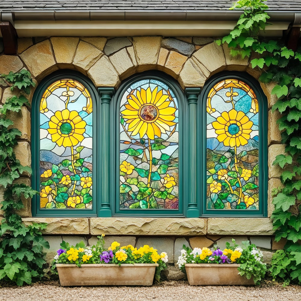 Toile de fond Printemps Verre Tournesol Rustique BRP1-15