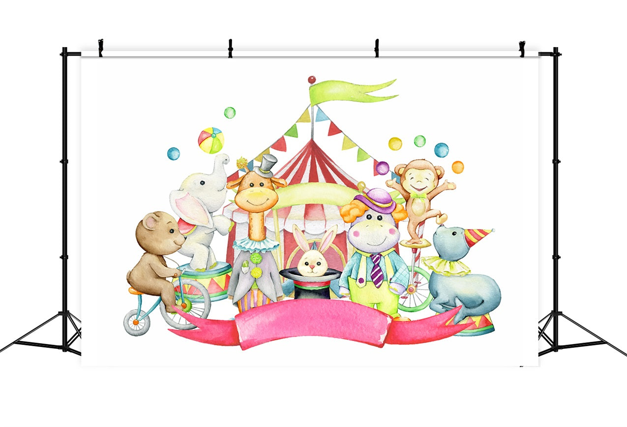 Toile de Fond Cirque Joyeux Animaux Fête Foraine BRP1-167