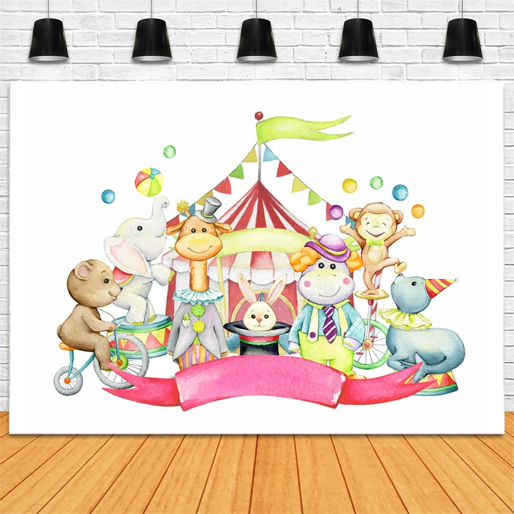 Toile de Fond Cirque Joyeux Animaux Fête Foraine BRP1-167