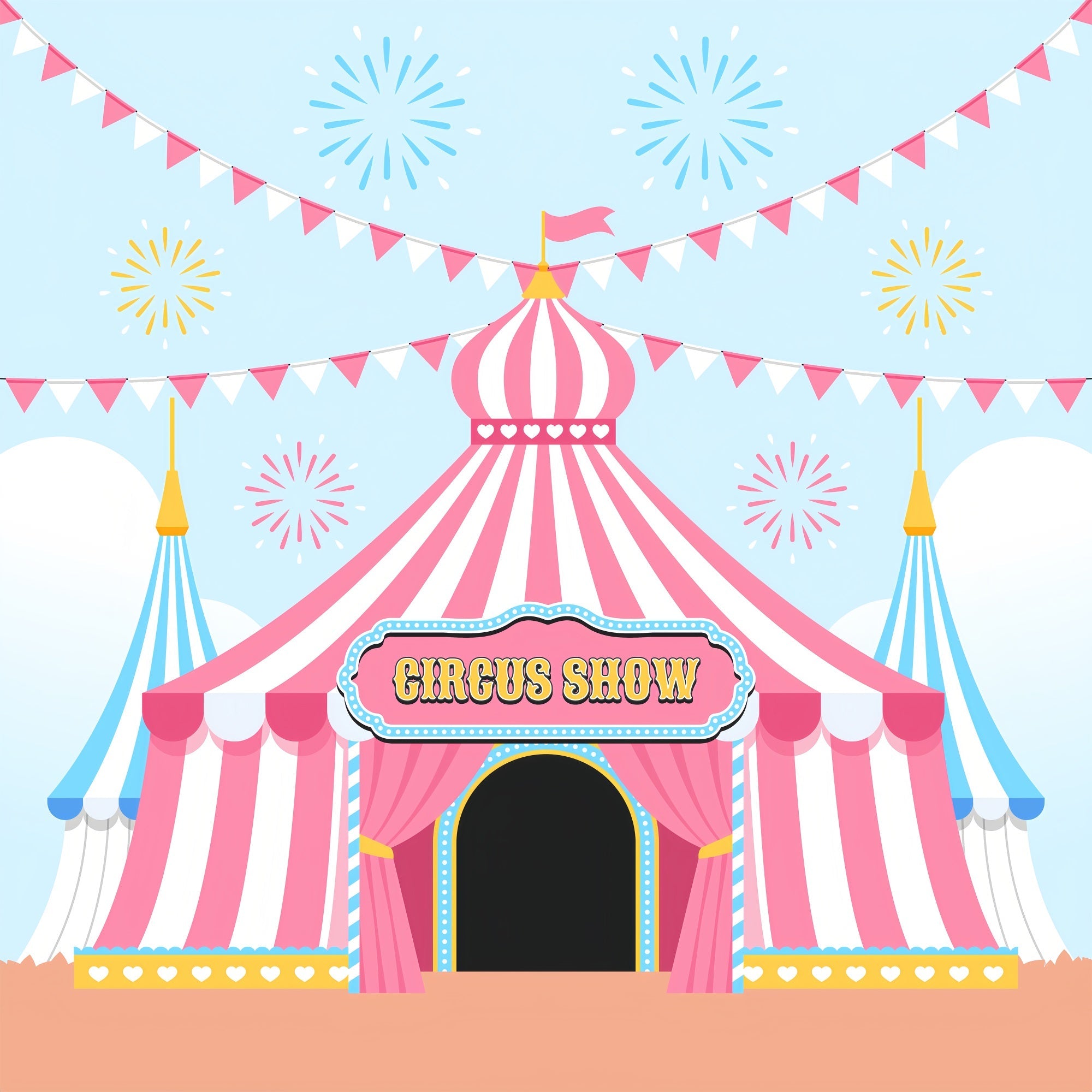 Toile de Fond Cirque Rose Tente Féérique Fête Foraine BRP1-168