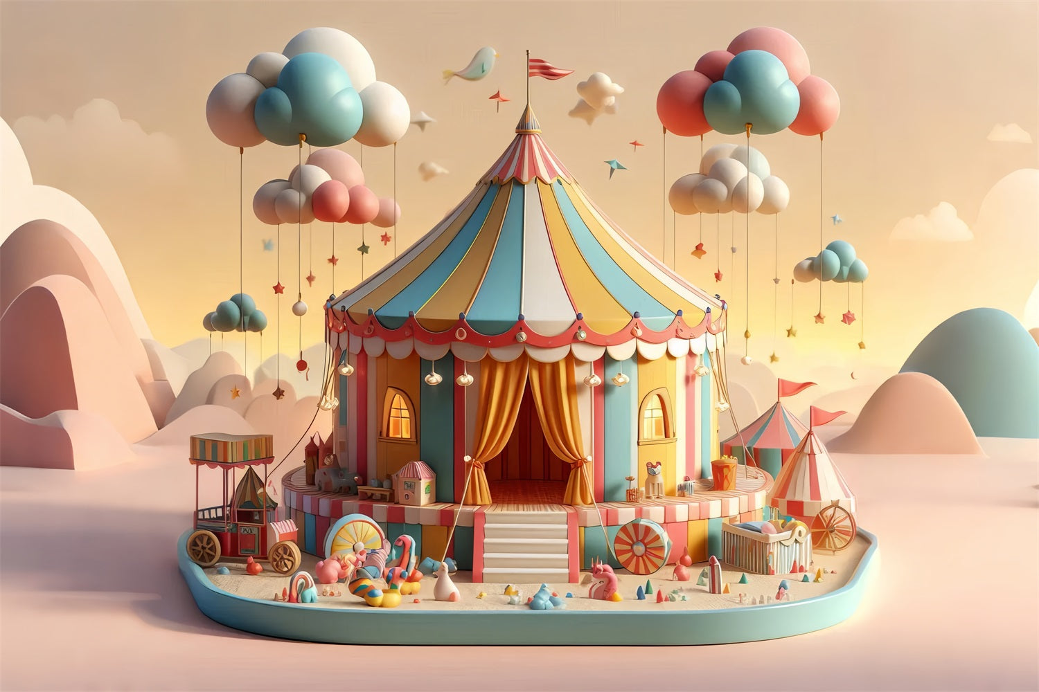 Toile de Fond Carnaval Nuages Pastel Féériques Tente BRP1-187