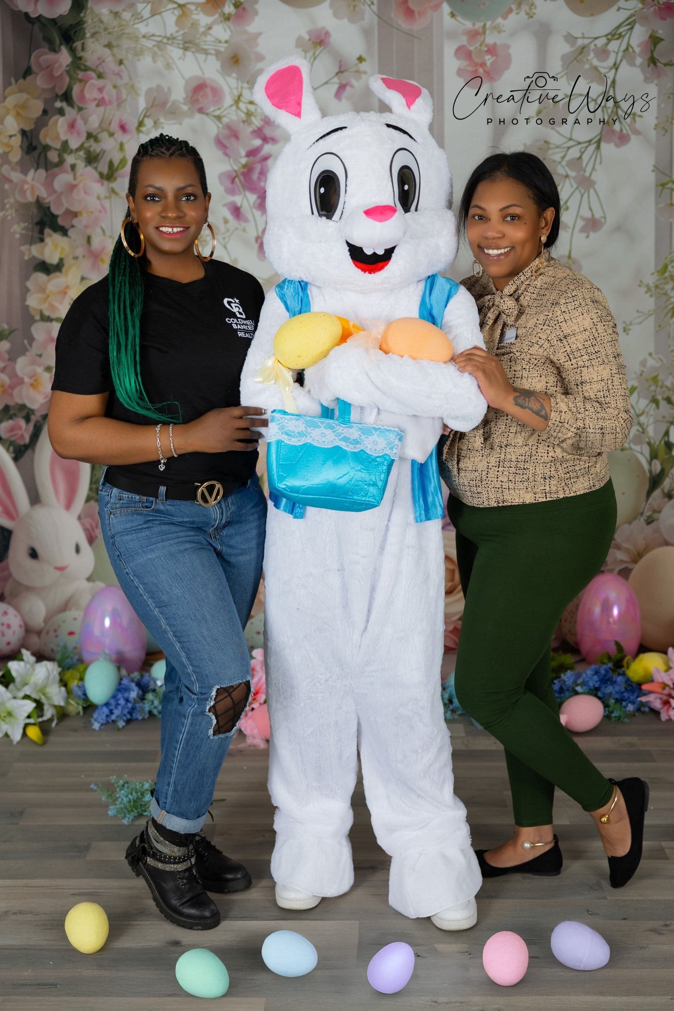 Toile de fond Pâques Fenêtre Charmante Lapins BRP1-213