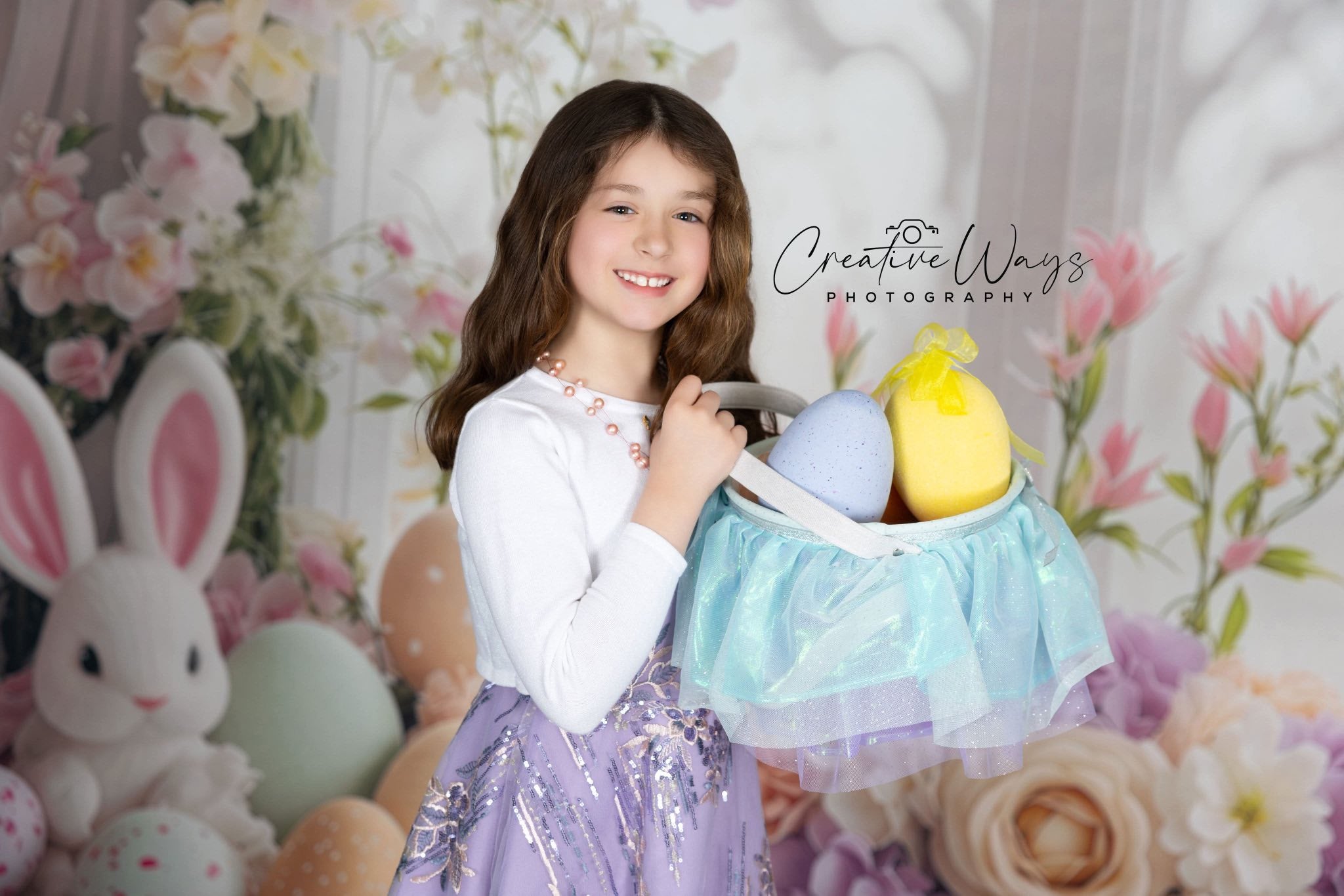 Toile de fond Pâques Fenêtre Charmante Lapins BRP1-213