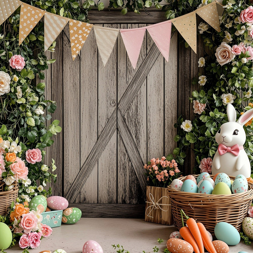 Fond Photo Pâques Paradise Rempli de Fleurs Lapin Décor Festif BRP1-250