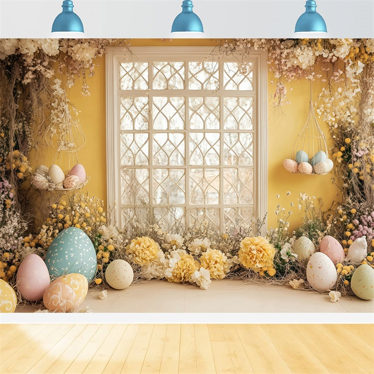 Toile de fond Pâques Couronne Festive Scène Œufs BRP1-263