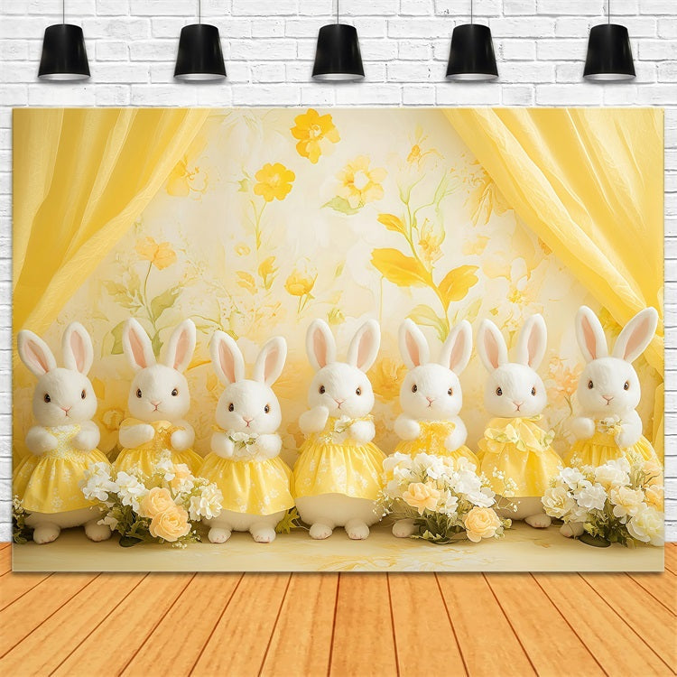 Fond Studio Photo Pâques Lapin Radiance Florale Jaune BRP1-276