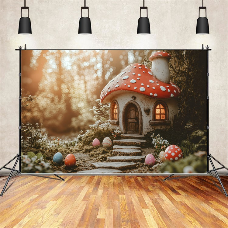 Toile de fond Pâques Cottage Magique Champignon Œufs BRP1-282