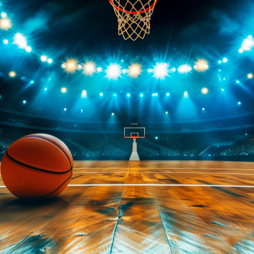 Toile de fond Photo Terrain de Basket Nuit de Jeu Éclairée BRP1-317