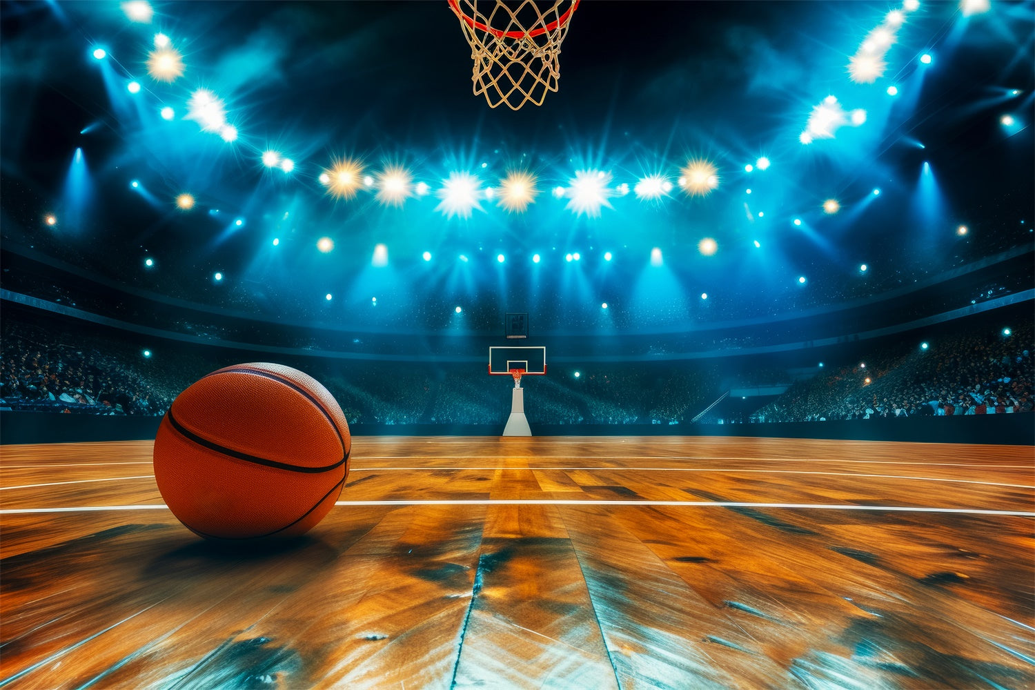 Toile de fond Photo Terrain de Basket Nuit de Jeu Éclairée BRP1-317