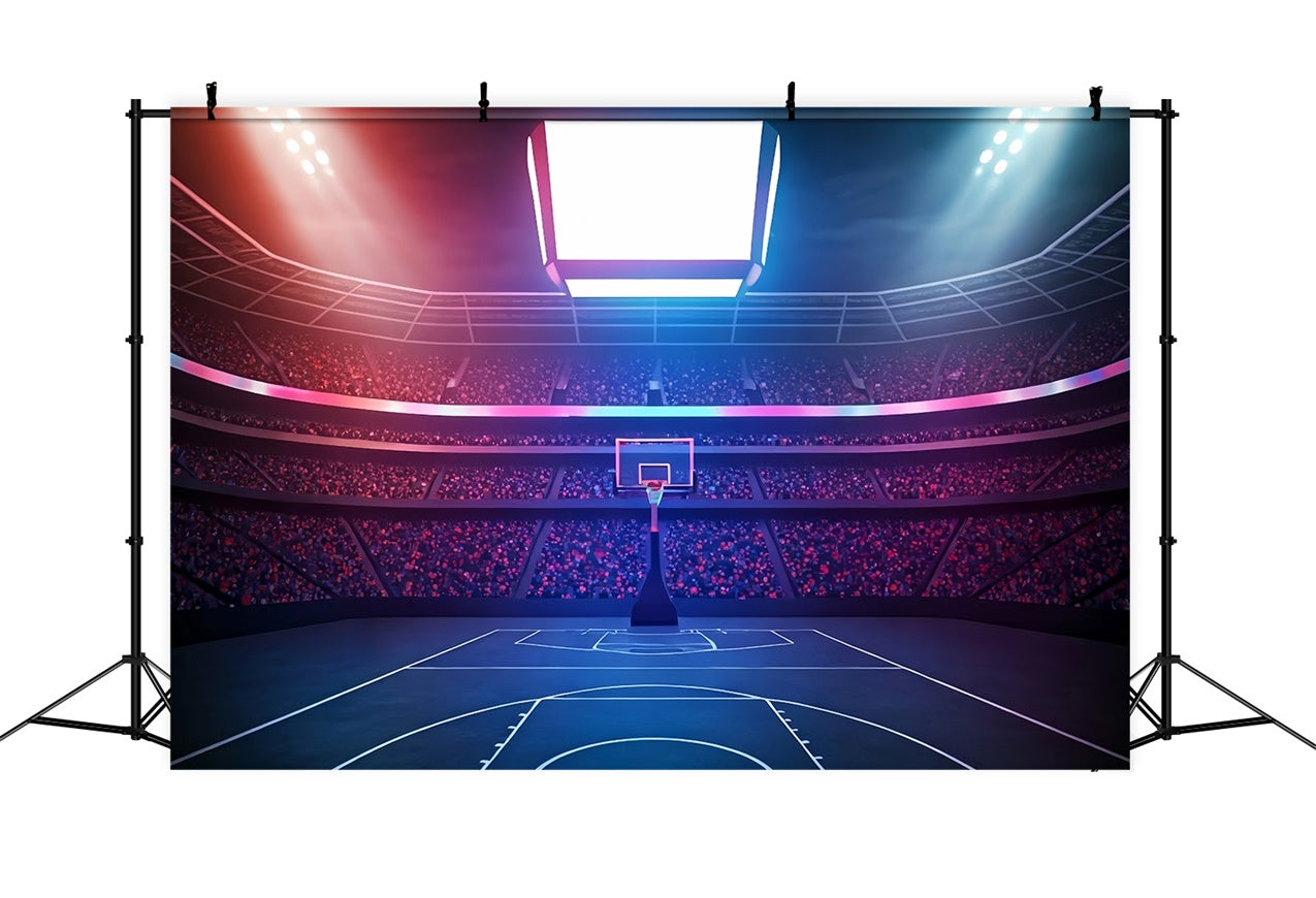 Toile de fond Photo Terrain de Basket Lumières Colorées Sports BRP1-325