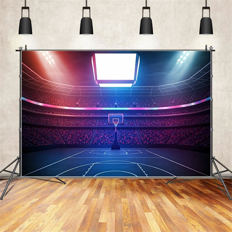 Toile de fond Photo Terrain de Basket Lumières Colorées Sports BRP1-325