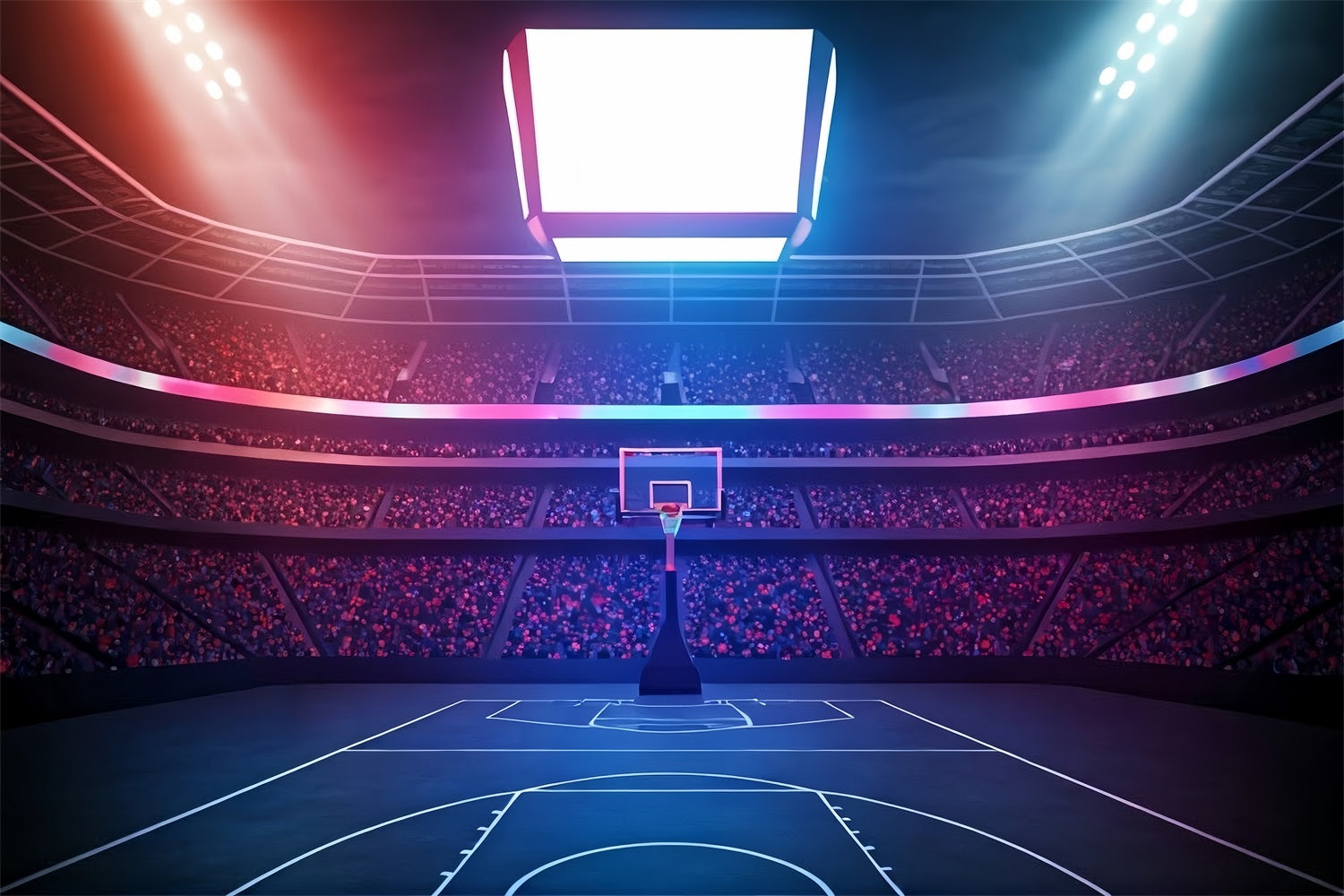 Toile de fond Photo Terrain de Basket Lumières Colorées Sports BRP1-325