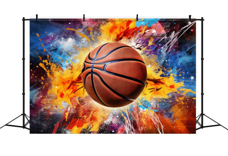 Toile de fond Ballon Basket Couleurs Explosives Vibrantes BRP1-332