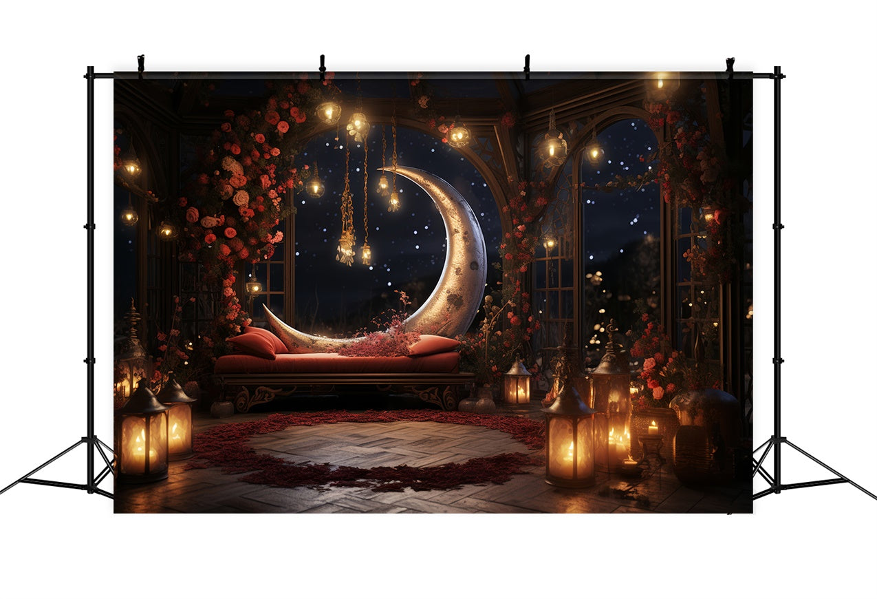 Fond Fleuri Vintage Croissant Rose Pavillon BRP1-337