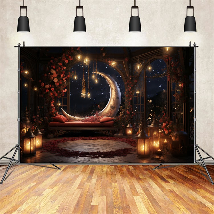 Fond Fleuri Vintage Croissant Rose Pavillon BRP1-337