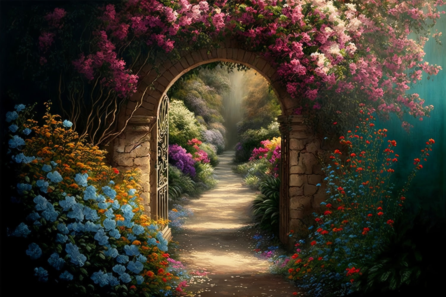 Fond Fleur Allée Jardin Secret BRP1-339