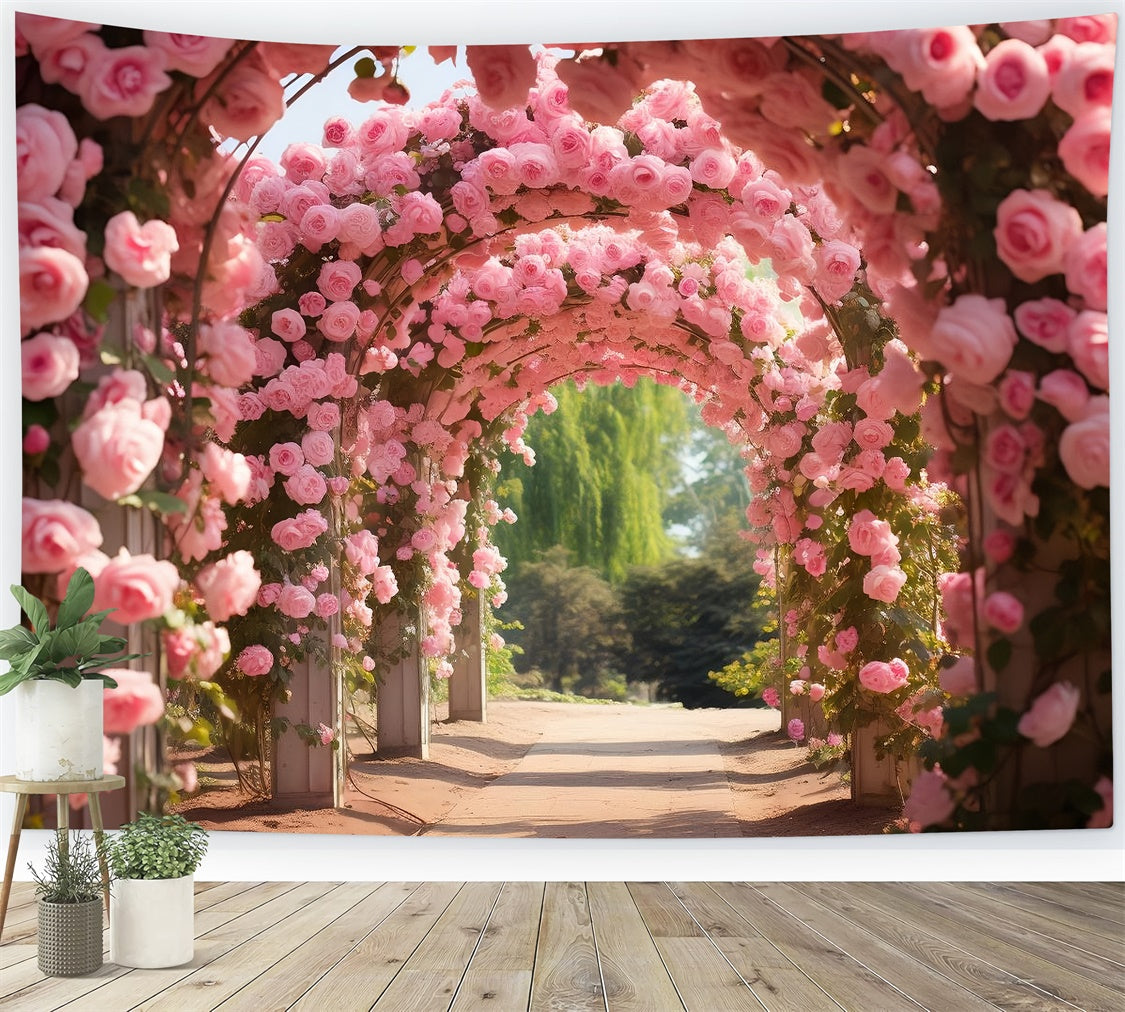 Fond Photo Fleuri Arches Couvertes Roses Roses BRP1-341