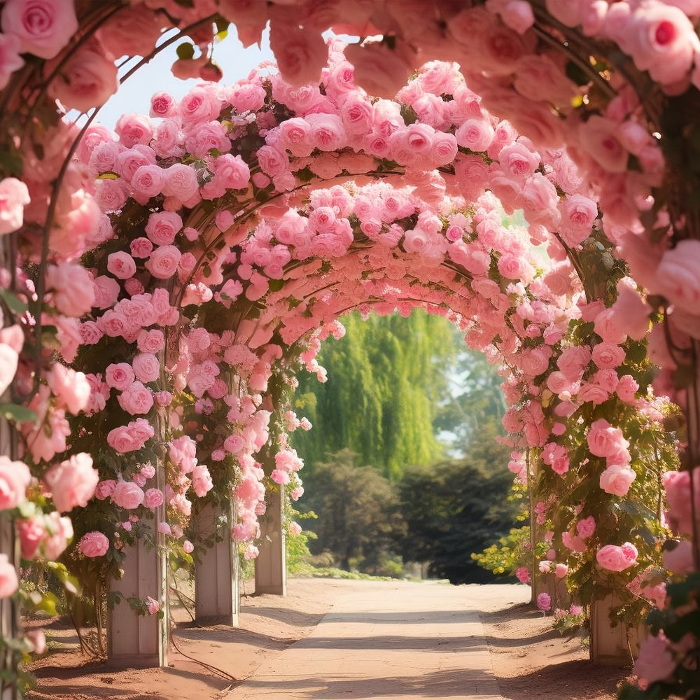 Fond Photo Fleuri Arches Couvertes Roses Roses BRP1-341